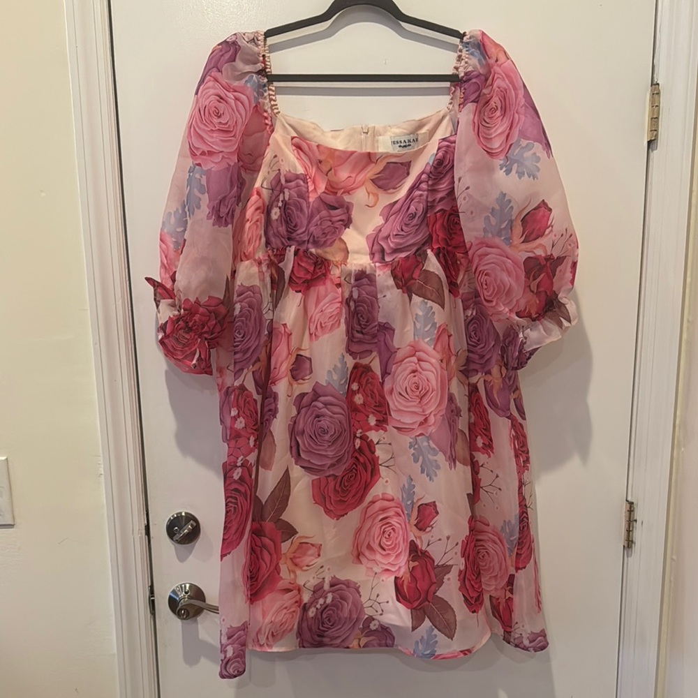 JessaKae Floral Midi Dress - Pink and Purple